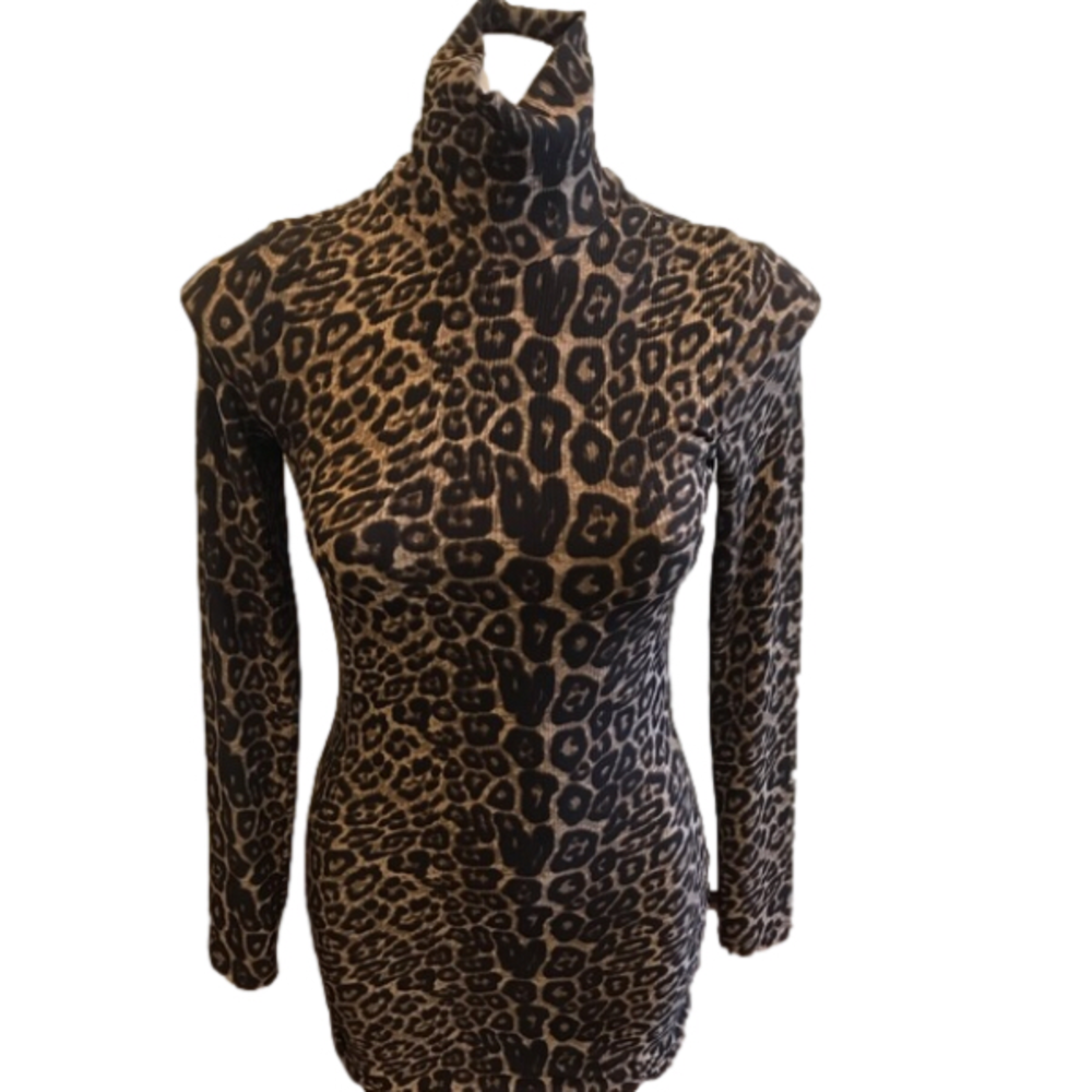 Dynamite Animal Print Long Sleeve Midi Dress size XS